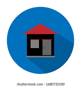 house in a flat design on a blue background
