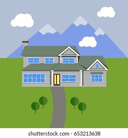 House in flat design. Vector Architecture Illustration.