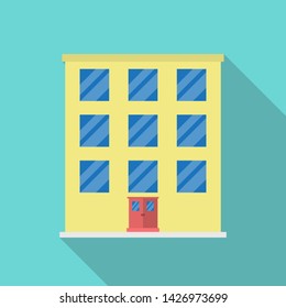 House Flat Icon Building Vector Real estate Flat Style Icon Long Shadow. Multi-storey High-rise building House Vector Flat Icon. Minimal House Apartment Icon Web Interface Element  Vector Illustration