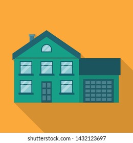 House Flat Icon Building Vector Real estate Flat Style Icon Long Shadow. House With Garage Building Vector Flat Icon. Minimal House Apartment Icon Web Interface Element  Vector Illustration