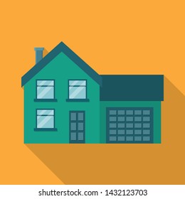 House Flat Icon Building Vector Real estate Flat Style Icon Garage Warehouse. House With Garage Building Vector Flat Icon. Minimal House Apartment Icon Web Interface Element  Vector Illustration