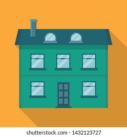 House Flat Icon Building Vector Real estate Flat Style Icon Long Shadow. Multi-storey High-rise building House Vector Flat Icon. Minimal House Apartment Icon Web Interface Element  Vector Illustration