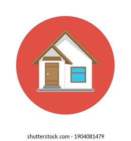 Icono plano de la casa. Casa de caricaturas aislada de fondo blanco. Ilustración del vector EPS 10.