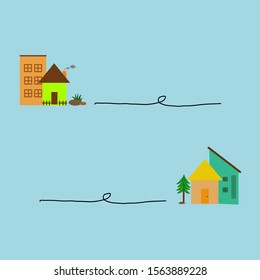 House flat icon, Houses in a funny cartoon style. Template for use in children's design, textiles, books, packaging.