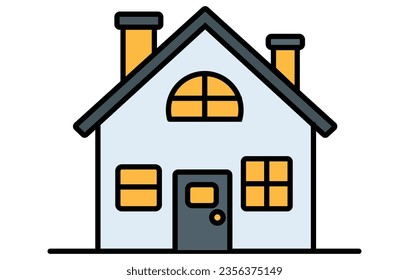 Hausflachsymbol, Vektorgrafik der Häuser. Kleines Haus, buntes Haus, Wohnhäuser Illustration.

