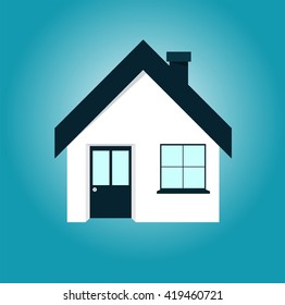 House flat icon on a blue background. Vector illustration