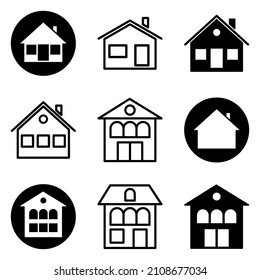 Conjunto De Icono Plano De Casa Aislado En Fondo Blanco