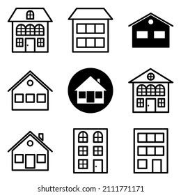House Flat Icon Set Isolated On White Background