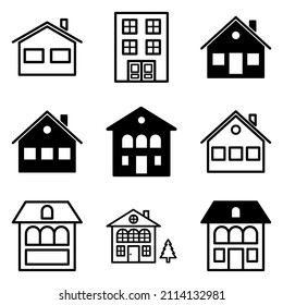 House Flat Icon Set Isolated On White Background
