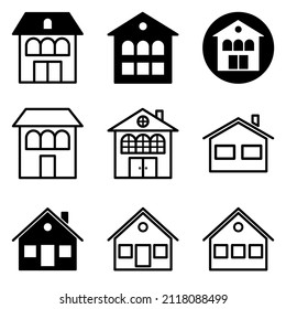 Conjunto De Icono Plano De Casa Aislado En Fondo Blanco