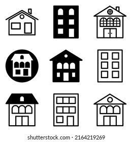 House Flat Icon Set Isolated On White Background