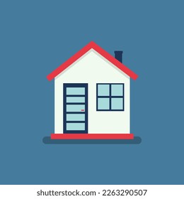 House flat icon. Flat style vector illustration on blue background.