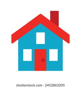 Ilustración vectorial de ícono plano de la casa sobre fondo blanco.