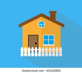 House Flat Icon Vector.flat Design Home With Long Shadow 