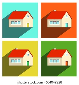 House Flat Icons Set Isolated on white Background