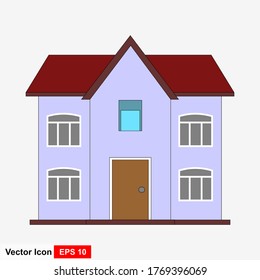 The house is in a flat isolated style on a white background. Vector illustration.