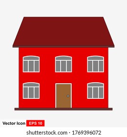 The house is in a flat isolated style on a white background. Vector illustration.
