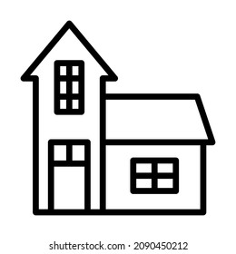 House flat line icon. Home and real estate, country house, Cottage, Garage, House and Apartment. Outline sign for mobile concept and web design, store.
