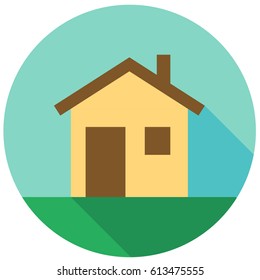 House in flat style icon with shadow. Vector illustration.