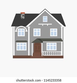 House  in flat style isolated on white background. Vector illustration.
