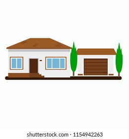 House  in flat style isolated on white background. Vector illustration.