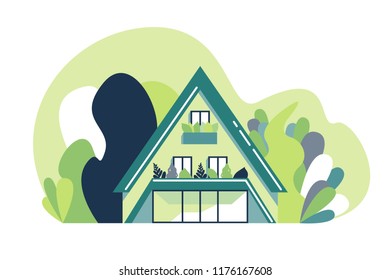 House. Flat style. Vector illustration.