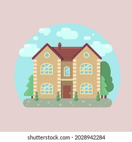 House in flat style. Vector illustration 