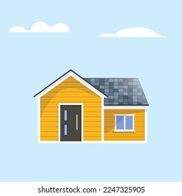 House flat vector icon. Home with vinyl siding panel and asphalt shingles vector illustration.