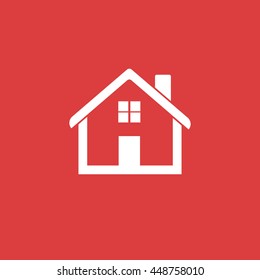 House flat vector illustration on red background