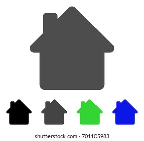 House flat vector pictogram. Colored house, gray, black, blue, green icon variants. Flat icon style for web design.
