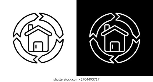 Haus Flip-Symbol in schwarz-weißem Umriss Vektorgrafik