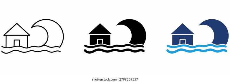 House Flood Damage icon collections. Containing Inundation, Storm, River, Climate, Property Loss and more icons.
