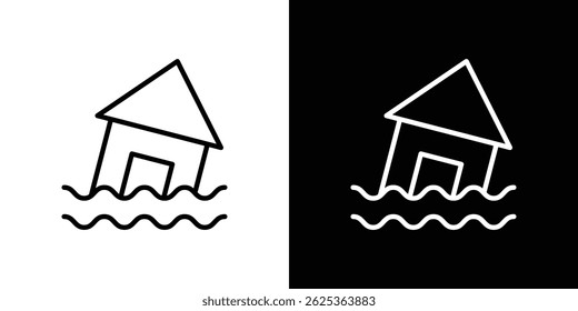 House flood icon concept stroke on white background