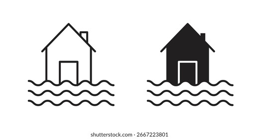 Hochwasser-Symbol des Hauses. doodle-Grafikvektoren
