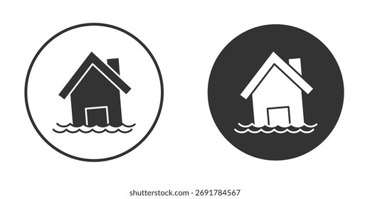 Icono de inundación de la casa. cartel plano lleno para el concepto móvil. Gráficos de Vector