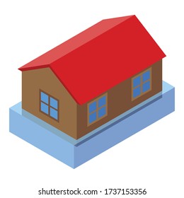 House in flood icon. Isometric of house in flood vector icon for web design isolated on white background