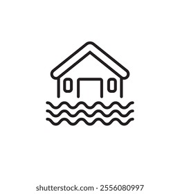 House flood icon with linear style on a white background