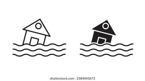 House flood icon set in thin line. vector illustrations for web