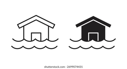 Logotipo abstracto del Diseño gráfico moderno de la tendencia plana simple del icono de la inundación de la casa