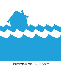 Icono de la inundación de la casa. Imagen del vector