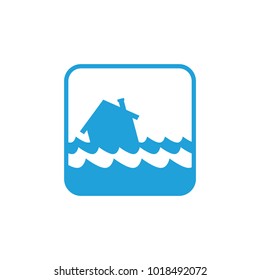 House flood icon. Vector image isolated on white background