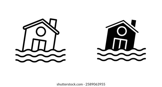 House flood icons thin line illustrations designs