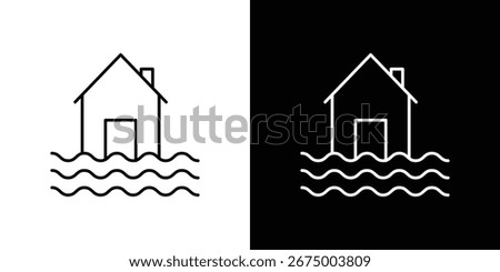 House flood icons, vector best stroke icon EPS