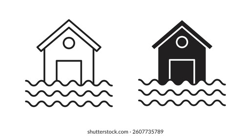 House flood icons vectors graphic designs