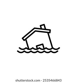 House Flood isolated outline icon