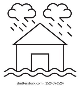 House in flood and rain design, Natural disasters Reduction vector icon