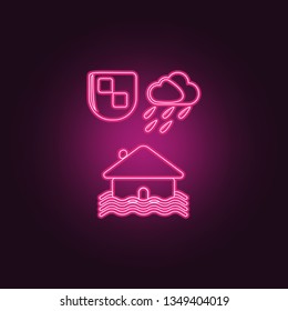 house flooding icon. Elements of insurance in neon style icons. Simple icon for websites, web design, mobile app, info graphics