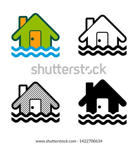 House Flooding Icon with Gray Shadow