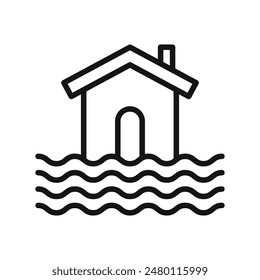 House Flooding Icon Ideal for Disaster Alerts