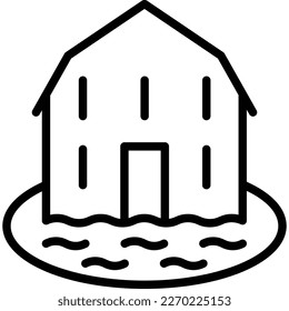 Haus überschwemmt dünne Linie Symbol. Moderne Vektorgrafik von Naturkatastrophen oder Rohrlecks.